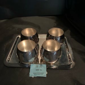 COPY - Vintage new WM Rogers Tray and 4 Tumblers